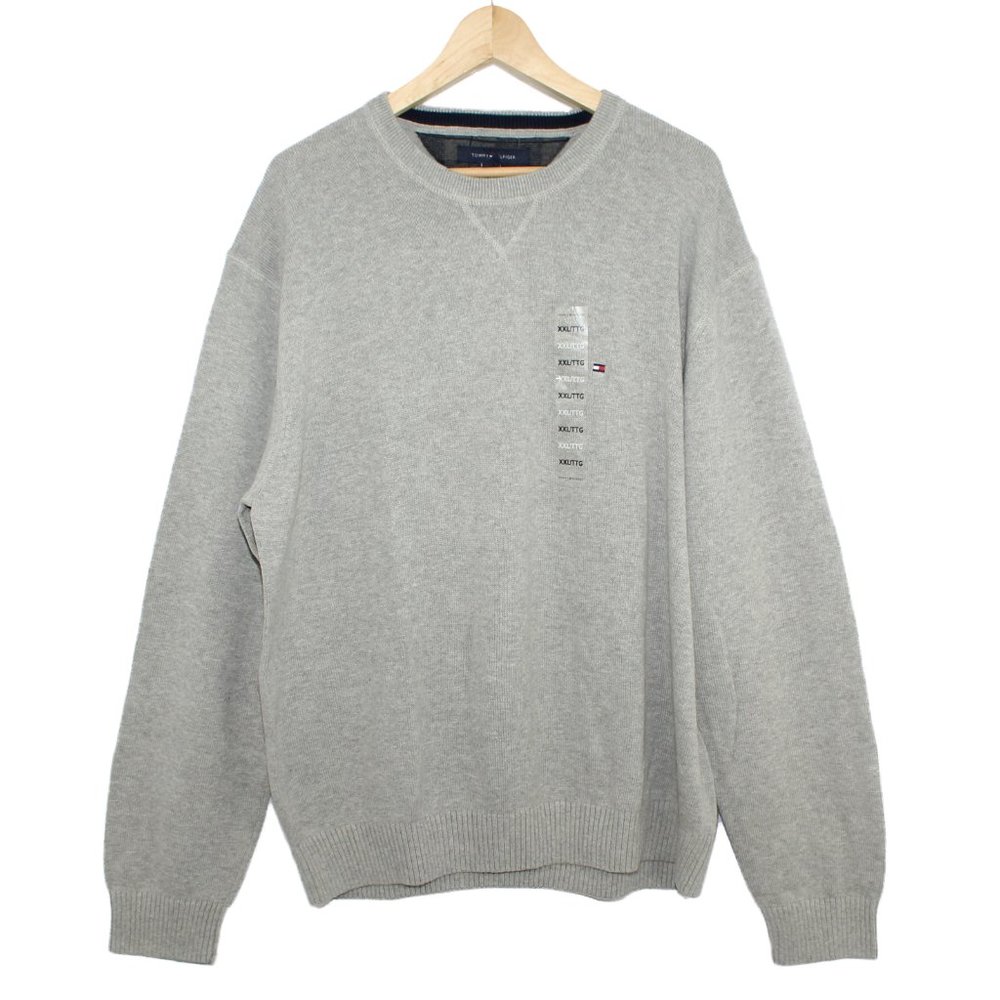 TOMMY HILFIGER Cotton Crewneck Knit Grey Long Sleeve Pullover Sweater
